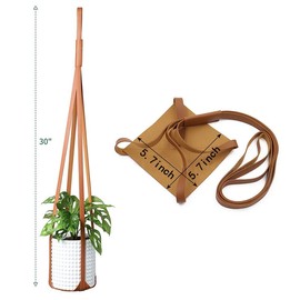 Sdjdhej Plant Hangers PU Leather 2Pcs, Hanging Planters for Indoor and Outdoor for Wall Decor, Modern Minimalist Home Decoration for Plants Lovers Leather Rope (Plant and Pot Not Included) (Brown)
