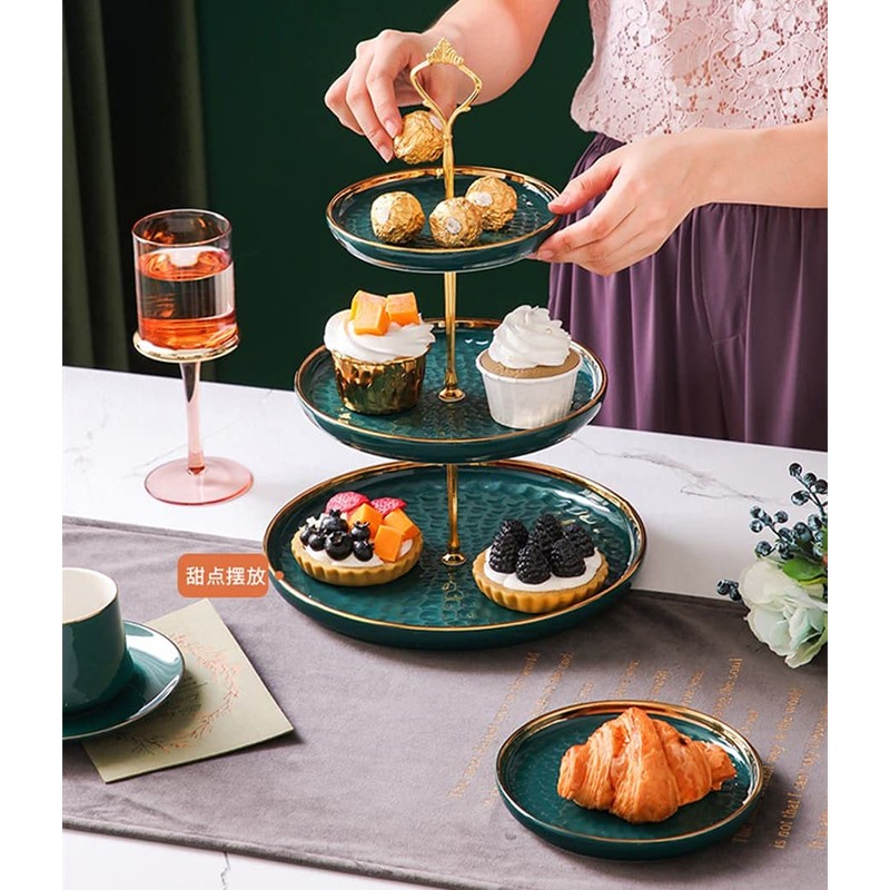 Aebor 3 Tier Round Porcelain Tiered Cupcake Stand, Tiered Serving