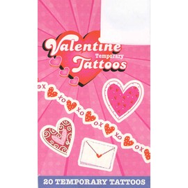 East West Distributing Valentine Temporary Tattoo Book ~ 20 Tattoos (Hearts, Letters of Love)