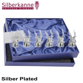 SILBERKANNE Holder for Place Cards Set of 6 Deer 4 x 2.5 cm Premium Silver Plated Elegant Silver-Plated in Top Workmanship Ready to Give as a Gift with Stylish Gift Packaging