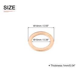 DTGN 10mm x 14mm x 1mm (inside diameter x outer diameter x thickness) 20pcs Flat Copper Sealing Washers for Industrial Machinery M10 Screw Copper Flat Ring Gasket