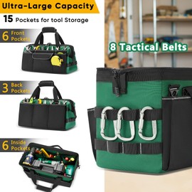 FRECOLSH 2-Pack Large Heavy Duty Tool Bag for Men with Wrench Organizer – Empty Toolbox Organizer Storage with Anti-Slip Base, Large Zipper Opening – Mechanic Gift for Men, Father's Day