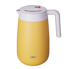 GiNT 54Oz Thermal Coffee Carafe, 304 Stainless Steel and Double Walled Insulated Thermos, Wide Mouth 3.4", Safety Lock, 12 Hour Heat Retention, 1.6L (Yellow)