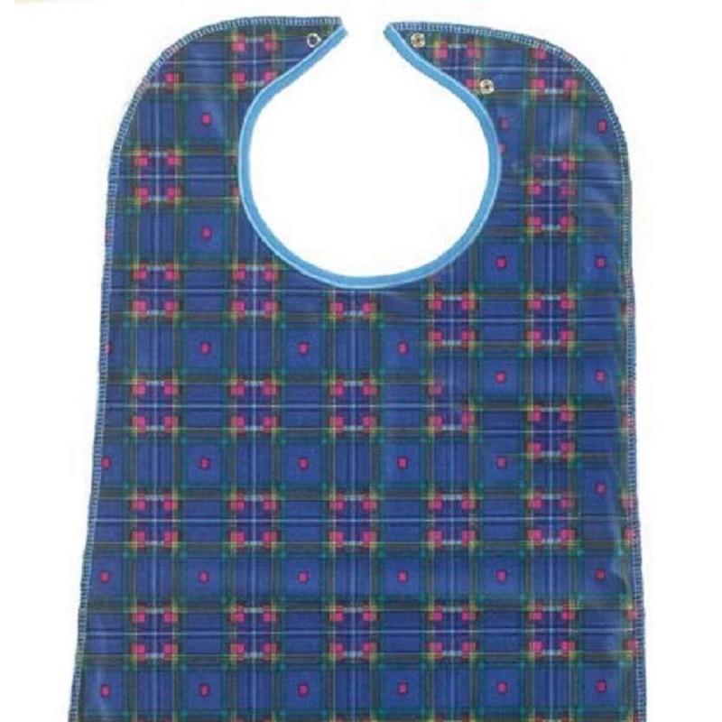 ComfortCare Heavy Duty Re-Usable Adult Bib/Apron Blue Plaid