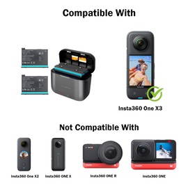 NBZZ 2 Packs 360 X3 Batteries with Charger Hub for Insta 360 ONE X3 Battery 1800mAh Insta 360 x3 Accessories with Misro Card Slots (Battery Charger Hub with 2 Batteries)