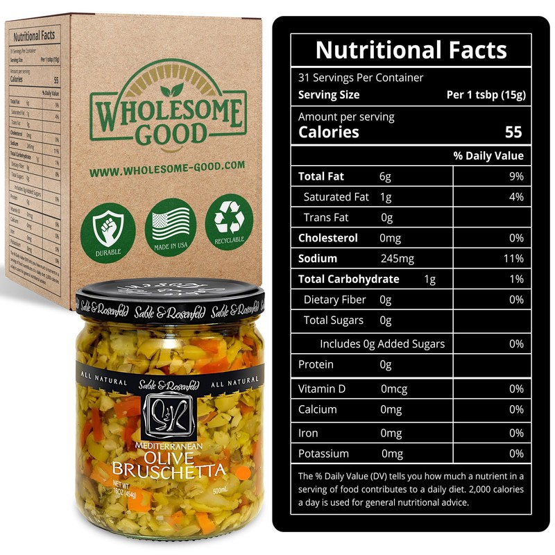 Sable & Rosenfeld Bruschetta Olive Topping, Medium, 16 Ounce