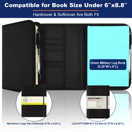 Notebook Cover for A5 Moleskine LEUCHTTURM Green LogBook Green leader 5.5 * 8.25" Notebooks, Stylish Durable for Journaling & Writing with Legal pads holder & Pen Holder Elastic Band