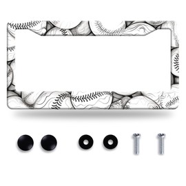 Baseball License Plate Frame Funny Ball License Plate Frames Stainless Steel Accessories Cars Decor with 2 Holes and Screws Fits Standard Us Ca Vehicles License Plate Holder Size 12.2 X 6 Inch