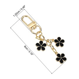 PATIKIL Flower Keychain Charm, Cute Enameled Keychain Floral Keyring Pendant with Snap Hook for Women Gifts Purse Handbag Bags Decor, Black