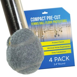 Furniture Footies Precut Tennis Balls for Walkers & Chairs – Heavy-Duty Glide Pads for Tables & Desks – Floor Protector Accessory for Mobility Aids – Scratch-Resistant – 2.4 Inch Grey, 4 Count