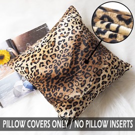 CARRIE HOME Leopard Pillow Covers Cheetah Pillow Animal Print Throw pillows Soft Short Velvet Pillow for Home Couch Sofa (Set of 2, 24x24 inch)