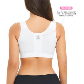 BRABIC Zip Front Closure Everyday Bra for Women Post Surgery Compression Support with Adjustable Straps Wirefree (X-Large, White)