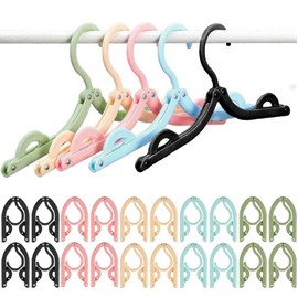 Travel Hangers, 20 PCS Folding Clothes Hangers, Portable Travel Coat Hangers, Plastic Travel Hangers Foldable for Home Travel Outdoor Camping 10 Color