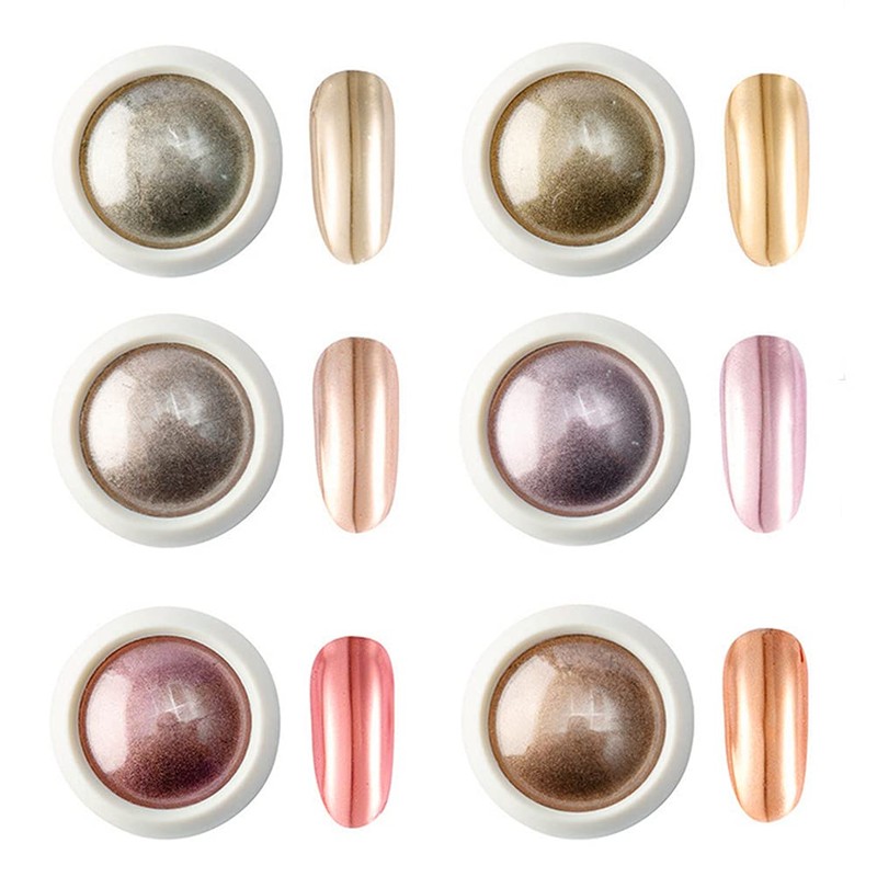 6 Colors Rose Gold & Gold Series Mirrored Powder Metallic