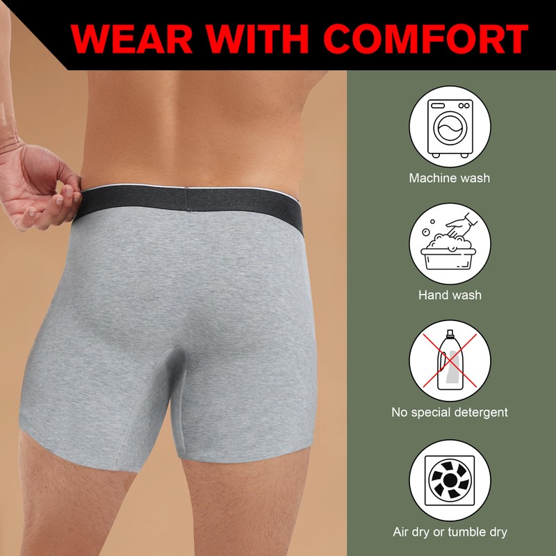 REELINDRY Washable Incontinence Underwear for Men Absorbent 2.3 oz Leak