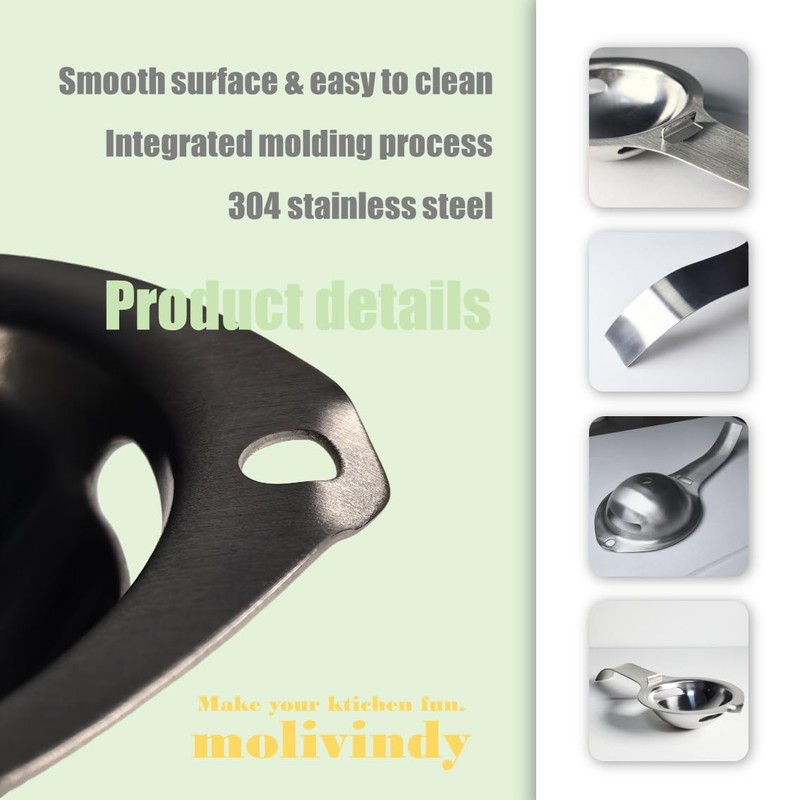 molivindy Egg separators, egg white and yolk separator, stainless steel,