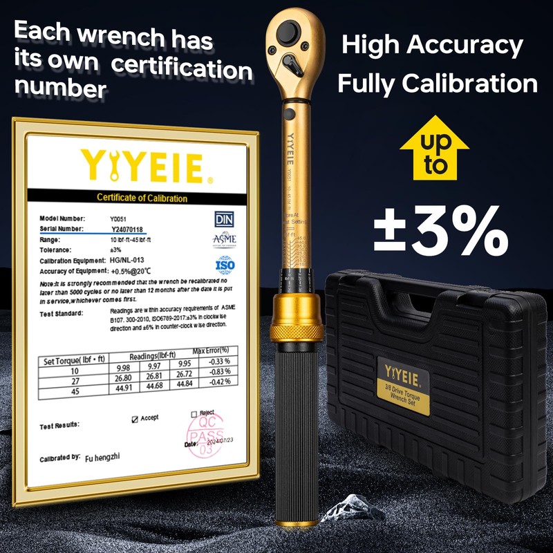 3/8-Inch Drive Torque Wrench Set, 10-45 FT.LB (13.6-61Nm), Magnetic Spark