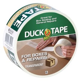 Duck Tape Brand Duct Tape for Corrugate Boxes for Indoors and Outdoors Repairs, 6 Rolls, Transparent for Discreet Repairs, 1.88 in. x 25 yd.