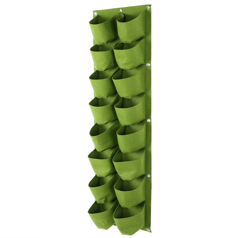 16 Pockets Vertical Greening Hanging Wall Outdoor Garden Grow Plant
