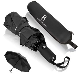 Umbrella storm-proof up to 140 km/h, pocket umbrella with certified Teflon coating against moisture damage, Logan & Barnes model Boston., black