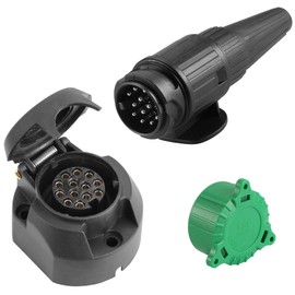 SPARKMOTO 13 Pin Trailer Plug and 13 Pin Trailer Socket,12V 13 Pin Trailer Plug Socket Trailer Light Connector,Tow bar Trailer Male plug Female socket 13pin Electrics Towing Caravan Plug socket (New)