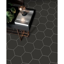 MORCART 20 Pcs Hexagon Peel and Stick Floor Tile, Waterproof Vinyl Flooring, Covers 12.6 Sq Ft, DIY Removable Flooring for Bathroom, Kitchen, Bedrooms, Pet House(0.03in Thick, Black)