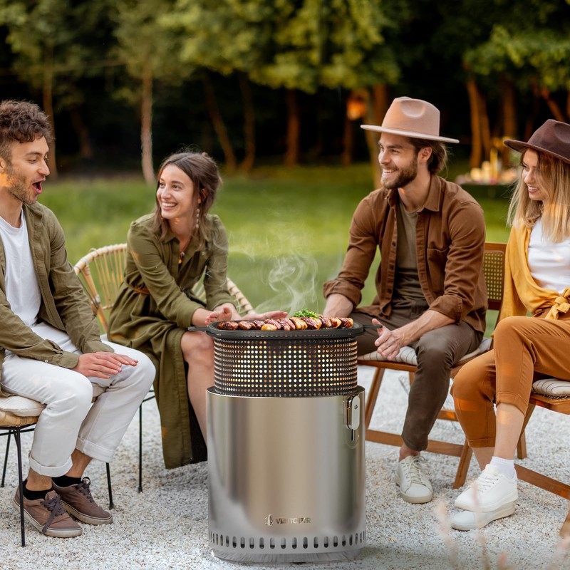 VENTOPYR Smokeless Fire Pit Accessories Combination, Grill, Grill Pan, Grate