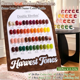 Double Rhythm 28Pcs 0.5Oz Glitter Gel Nail Polish Set Same Color Same Bottle Gel Polish Kit Nail Art Manicure Salon DIY at Home for Women (Dark Green Burgundy Orange Brown -T24-14)