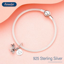 Amuefer Sterling Silver Family Charms for Bracelets for Bracelet Mother Daughter Kangaroo Mom Family Tree Friends Forever Sister Pendant for Birthday Christmas Jewellery Gifts for Women, Silver, Cubic