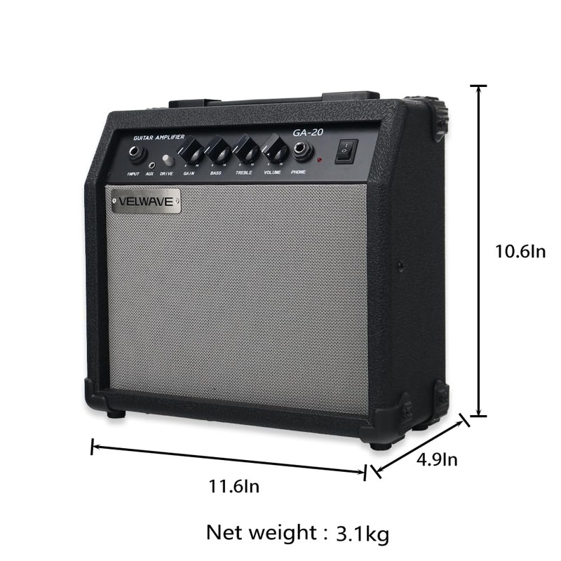 Electric Guitar Amplifier 20W Black Portable Smart amp 6.5'' Speaker