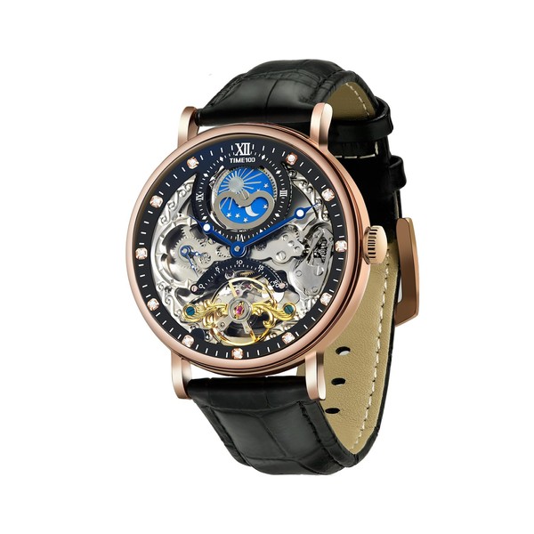 TIME100 Men's Automatic Watch Self Winding Mechanical Watch Genuine Leather