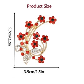 CANGCANG Poppy Brooch Pin,Flower Brooch Women's Brooches & Pins, Crystal Brooch for Ladies Vintage Sweater Brooches Jewelry Gifts For Women Girls Birthday Gift Wedding Party