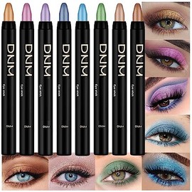 Kaely 8Pcs Crema Sombra de Ojos Stick Set para Ojos, Desierto Mocha Beige Oro Claro Morado Rosa Cielo Azul Deslumbrante Geen, Maquillaje Halloween,...