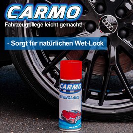 CARMO 3 x tyre shine with long-term effect, for new shine, wet look, jet black without greasy surface, protects against environmental influences, UV protection, care of rubber seals, 400 ml