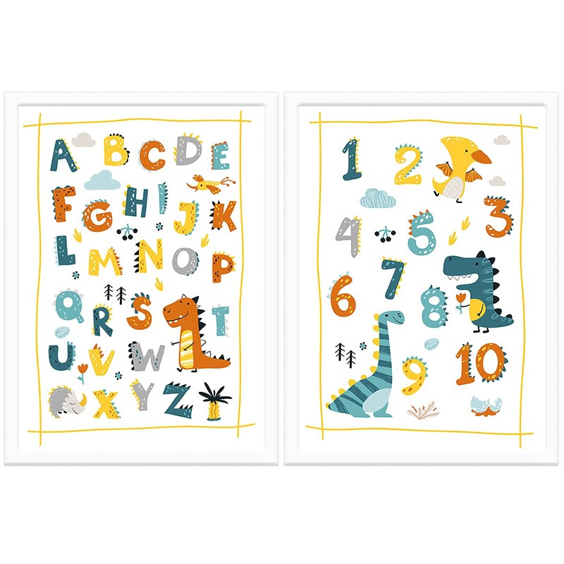 A4 Large Dinosaur Posters and Alphabet Chart - Little Boys
