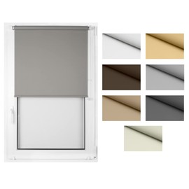 RENA Blackout Roller Blind, No Drilling Roller Blinds for Windows, Roman Blind for Indoor Blinds, Clamping Roller Blind, Blackout Privacy Screen, Sun Protection, Customised Roller Blind, 30-129 cm