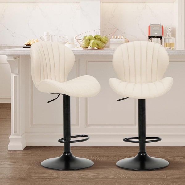 COLAMY Bar Stools Set of 3, Modern Swivel Bar Chairs,