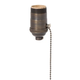 B&P Lamp® Heavy Turned Brass Socket With Antique Bronze Finish, On/Off Pull Chain Function, Uno Thread Shell