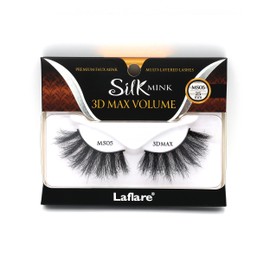 Laflare 3D SILK MINK MAX VOLUME Premium Faux Mink 25mm Extra Long Eyelashes, Cat Eyes, Wispy, Fluffy, Soft as Mink, Multi-layered Dramatic Volume False Lashes (LFMS-MS05)