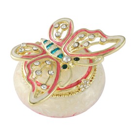 FASSLINO Butterfly Round Trinket Boxes Hinged Hand-Painted Jewelry Box Enamel Keepsake Box Collectible Gift for Women