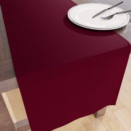 Encasa Table Runner 13x104 in Long | Cotton Canvas Fabric | Rich Maroon Solid Color | Machine Washable & Durable