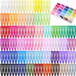 150 pcs Snap Hair Clips, 50 Colors Hair Clips for Girls Women, Funtopia 2 Inch Colorfu Metal Hair Barrettes with Storage Case, Non Slip Cute Snap Hair Accessories for Women Girls Toddler Kids Teens
