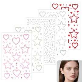 5pcs Star Face Stickers, Star Face Gems, Glitter Facial Stickers for Eyes, Makeup, Body, Can be Used for Makeup Design, DIY Decoration, Suitable for Children And Women