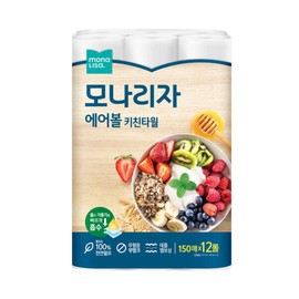 Monalisa 모나리자 에어볼 키친타올 150매 12롤 1개 총12롤 Mona Lisa Air Ball Kitchen Towel 150 Sheets 12 Rolls, 1 Set of 12 Rolls