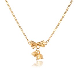 TESTRYE 18K Gold Bow Necklace,Dainty Bow Pendent Choker Necklace Bowknot Bow Tie Necklace for Women