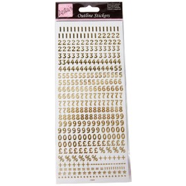 Anitas Outline Stickers, Small Numbers, Gold on White, For Scrapbooking, Card Making, Kids Play, Homework, Art, Craft, Embelish, Decorative, Paper, Card, Glass, Metal, Plastic, Foam