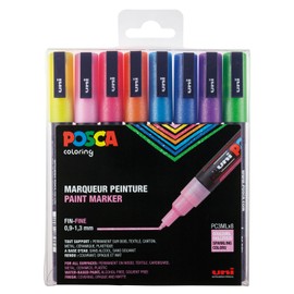 POSCA uni-ball 186513 POSCA Marker with Fine Bullet Tip, Set of 8, Glitter