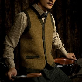 zhilifs Mens Sweater Vest Solid Knitted Lightweight Thermal Cardigan,DXL Big and Tall Vest_Olive-Brown_X-Large