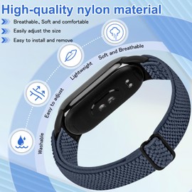Elastic Band for Xiaomi Smart Band 10/9/8, Lightweight Solo Loop Nylon Sport Replacement Wriststrap for Women Men