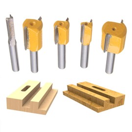 Gasea 5pcs 1/4" Shank Straight & Dado Router Bit Set, 1/4", 3/8", 1/2", 5/8", 3/4" Trimming Cutter for Woodworking